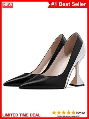 YDN Women Pointed Toe Slip On Kitten Heel Pumps Formal Dress Shoes